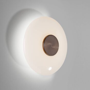 PURE LED nástenné svietidlo Vitrum, hnedé/opálové sklo/hliník Ø 22 cm
