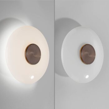 PURE LED nástenné svietidlo Vitrum, hnedé/opálové sklo/hliník Ø 22 cm