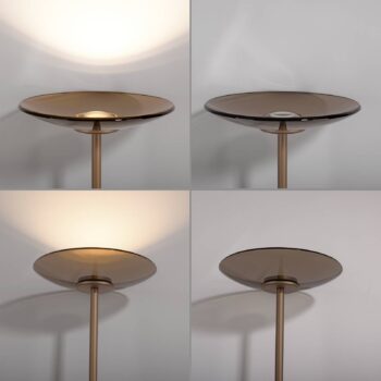 PURE LED stojacia lampa Moon bronzová farba hliník/sklo stmievač