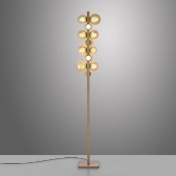 PURE LED stojacia lampa pop-up bronz hliník/sklo stmievač 12 svetiel