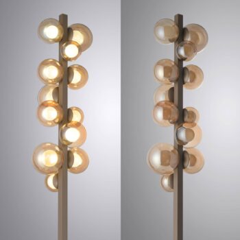PURE LED stojacia lampa pop-up bronz hliník/sklo stmievač 12 svetiel