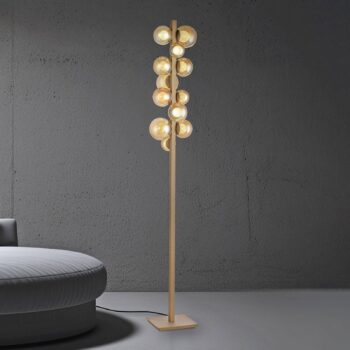 PURE LED stojacia lampa pop-up bronz hliník/sklo stmievač 12 svetiel
