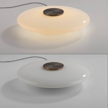PURE LED stolová lampa Vitrum hnedá/opál, sklo/hliník stmievač