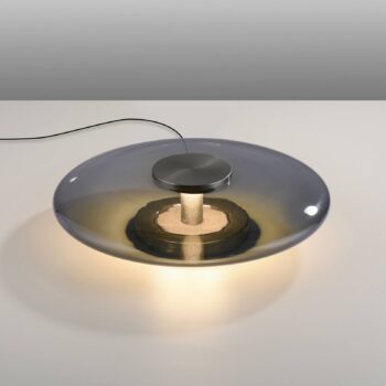 PURE LED stolová lampa Vitrum sivé sklo/hliník dotykový stmievač