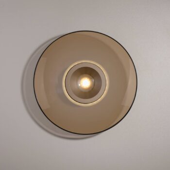 PURE LED stropné svietidlo Moon, bronz, Ø 32 cm, sklo/hliník