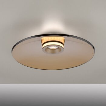 PURE LED stropné svietidlo Moon, bronz, Ø 50 cm, sklo/hliník