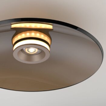 PURE LED stropné svietidlo Moon, bronz, Ø 50 cm, sklo/hliník