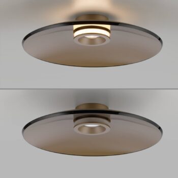 PURE LED stropné svietidlo Moon, bronz, Ø 50 cm, sklo/hliník