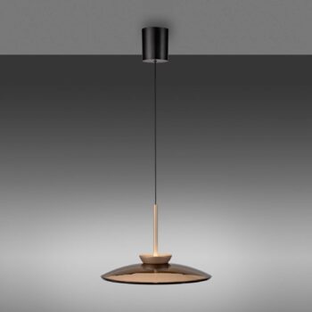 PURE LED závesná lampa E-Moon bronzové sklo/hliník Ø 50 cm CCT