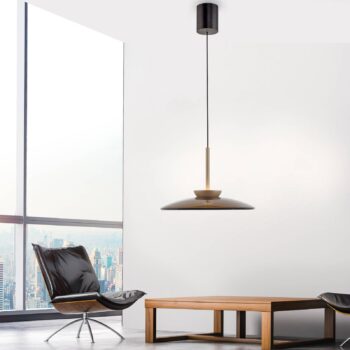PURE LED závesná lampa E-Moon bronzové sklo/hliník Ø 50 cm CCT