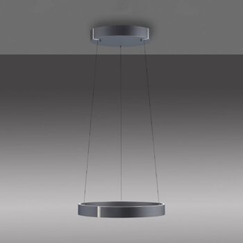 PURE LED závesné svetlo E-Clipse, sivé, Ø 50 cm, kov, CCT
