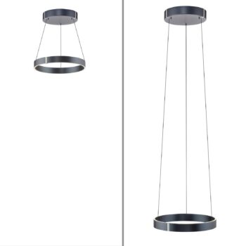 PURE LED závesné svetlo E-Clipse, sivé, Ø 50 cm, kov, CCT