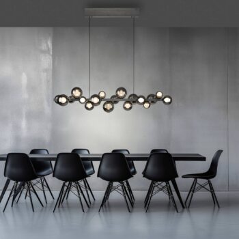 PURE LED závesné svetlo E-Popup, sivé, sklo/kov CCT 18 svetiel.