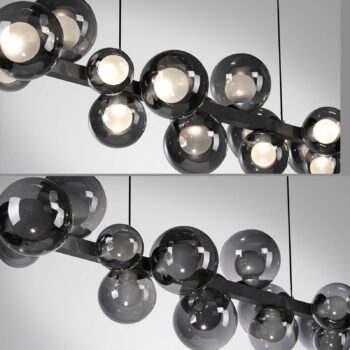 PURE LED závesné svetlo E-Popup, sivé, sklo/kov CCT 18 svetiel.