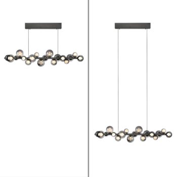PURE LED závesné svetlo E-Popup, sivé, sklo/kov CCT 18 svetiel.