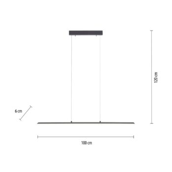 PURE LED závesné svetlo Lite, antracit, 100 cm, CCT, stmievateľné