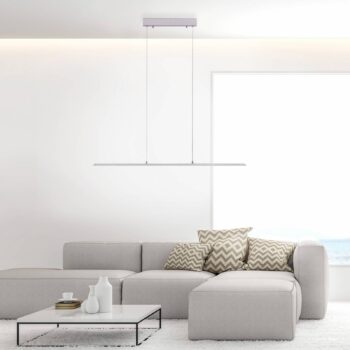 PURE LED závesné svetlo Lite, strieborné, 100 cm, CCT, stmievateľné