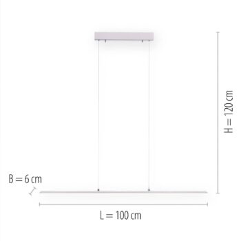 PURE LED závesné svetlo Lite, strieborné, 100 cm, CCT, stmievateľné