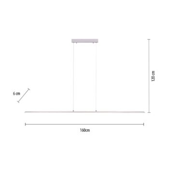 PURE LED závesné svetlo Lite, strieborné, 160 cm, CCT, stmievateľné