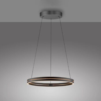 PURE LED závesné svietidlo E-Loop, čierne, Ø 70 cm hliník CCT