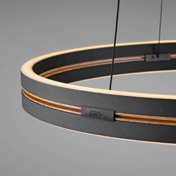 PURE LED závesné svietidlo E-Loop, čierne, Ø 70 cm hliník CCT