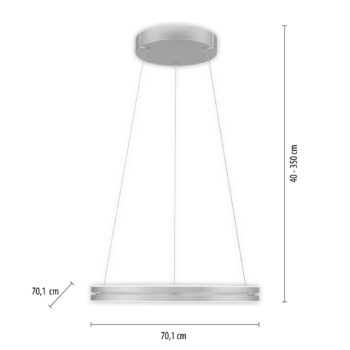 PURE LED závesné svietidlo E-Loop hliník Ø 70 cm hliník CCT