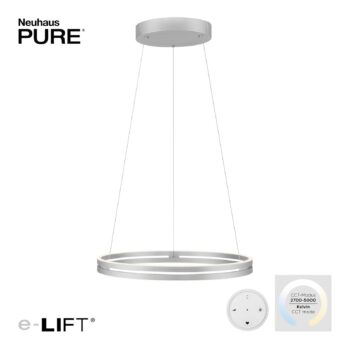 PURE LED závesné svietidlo E-Loop hliník Ø 70 cm hliník CCT