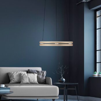 PURE LED závesné svietidlo E-Loop, mosadz, Ø 50 cm hliník CCT