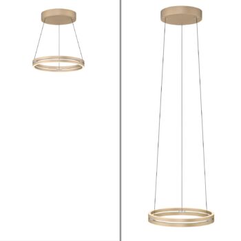 PURE LED závesné svietidlo E-Loop, mosadz, Ø 50 cm hliník CCT