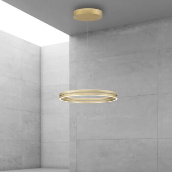 PURE LED závesné svietidlo E-Loop, mosadz, Ø 70 cm hliník CCT