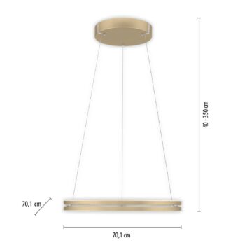 PURE LED závesné svietidlo E-Loop, mosadz, Ø 70 cm hliník CCT
