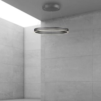 PURE LED závesné svietidlo E-Loop, sivá, Ø 70 cm, hliník, CCT