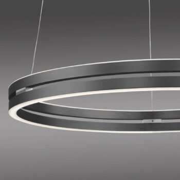 PURE LED závesné svietidlo E-Loop, sivá, Ø 70 cm, hliník, CCT