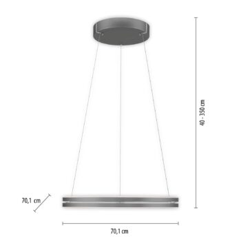 PURE LED závesné svietidlo E-Loop, sivá, Ø 70 cm, hliník, CCT