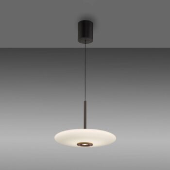 PURE LED závesné svietidlo E-Vitrum, hnedá/opál, sklo/hliník CCT