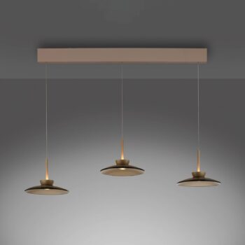 PURE LED závesné svietidlo Moon, bronz, sklo/hliník 3 svetlá