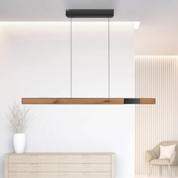 PURE LED závesné svietidlo Moto-Rise, farba dreva, hliník, CCT