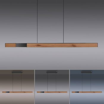 PURE LED závesné svietidlo Moto-Rise, farba dreva, hliník, CCT