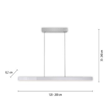 PURE LED závesné svietidlo Moto-Rise, strieborná farba, hliník CCT