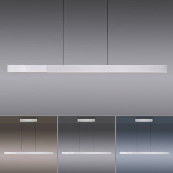 PURE LED závesné svietidlo Moto-Rise, strieborná farba, hliník CCT