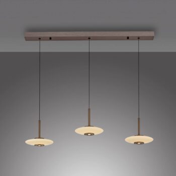 PURE LED závesné svietidlo Vitrum, hnedé/opálové sklo/hliník 3 svetlá.