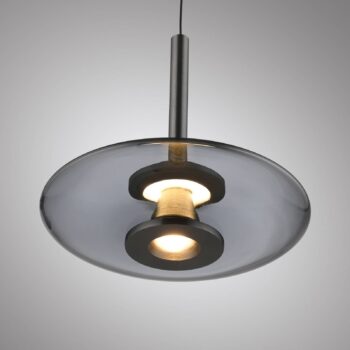 PURE LED závesné svietidlo Vitrum, sivé, sklo/hliník, Ø 22 cm