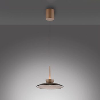 PURE Moon LED závesné svetlo, bronz, sklo/hliník, Ø 32 cm