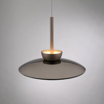 PURE Moon LED závesné svetlo, bronz, sklo/hliník, Ø 32 cm