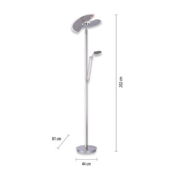 PURE Mutil LED stojacia lampa, lampa na čítanie, strieborná