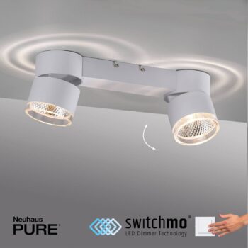 PURE Nola stropné LED svetlo 2-plameňové biela