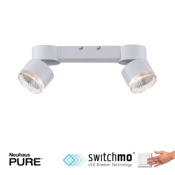 PURE Nola stropné LED svetlo 2-plameňové biela