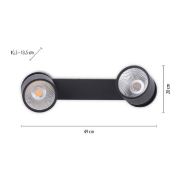 PURE Nola stropné LED svetlo 2-plameňové čierna