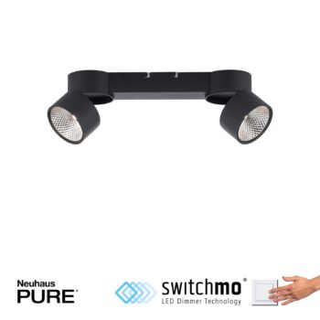 PURE Nola stropné LED svetlo 2-plameňové čierna