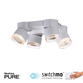 PURE Nola stropné LED svetlo 4-plameňové biela